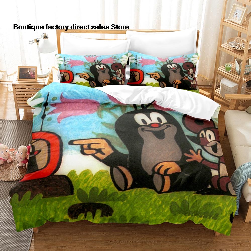 3D-gedrucktes Die kleine Maulwurf Bettwäsche-Set Bettbezug Kissenbezug Für Kinderzimmer Dekoration Einzelbett Doppelbett Queen Size King Size Bettwäsche