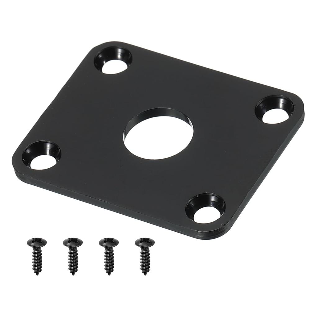 Uxcell Guitar Input Jack Plate Flat Rectangular Plastic Output Jack Plate Replacement Part for Electric Black 6.35mm (1/4") Guitar/Bass (Screws