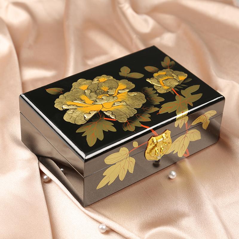 Pingyao Lacquer Jewelry Box Chinese Elegant Handcrafted Storage Case for Accessories