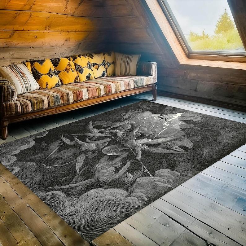 Gothic 'Mouth of Hell' Rug - Dante's Inferno & Paradise Lost Design, Renaissance Art, Dark Academia Decor