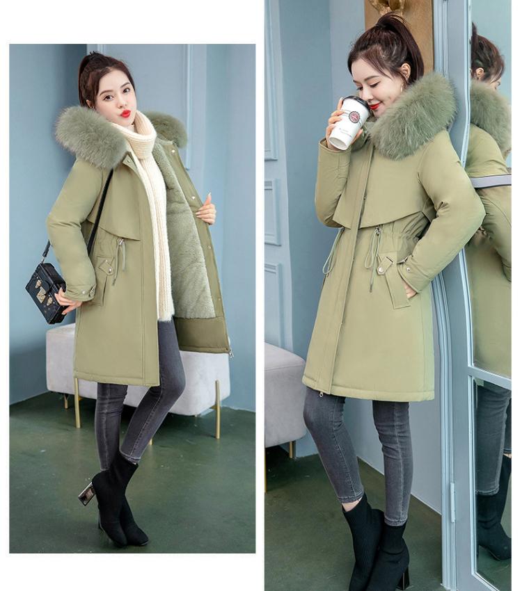 Manteau Long à capuche en fausse fourrure pour femme, doublure à grande poche, veste bouffante en coton rembourré, parka d'extérieur, pardessus 6 couleurs, hiver