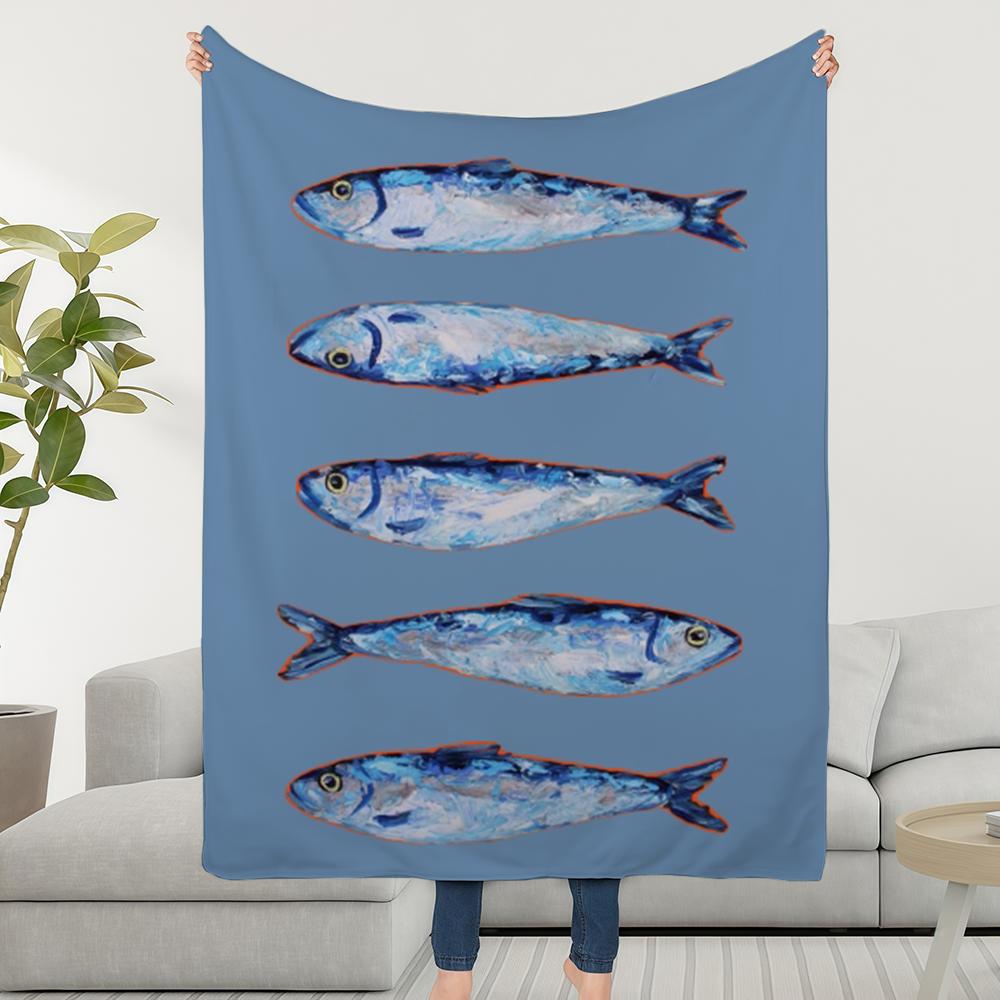 Blanket Throw Super Paintingjpg Cosy Plush Art Living Room Sofa Sardines Couch Childish Birthday Gifts