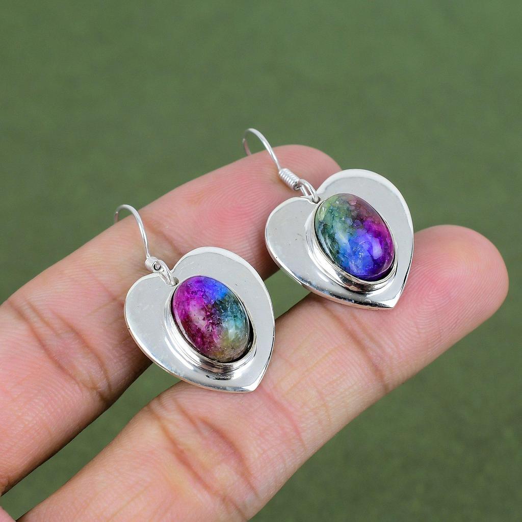 Rainbow Solar Quartz Druzy Earring 925 Sterling Silver Earring Real Gemstone Earring Silver Jewelry Handmade Designer Earrings Gifts For Her