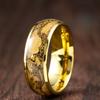 8MM Fashion Gold Wood Inlay Pattern Stainless Steel Rings Unisex Wedding Engagement Jewelry Party Accessories Gift Wholesale