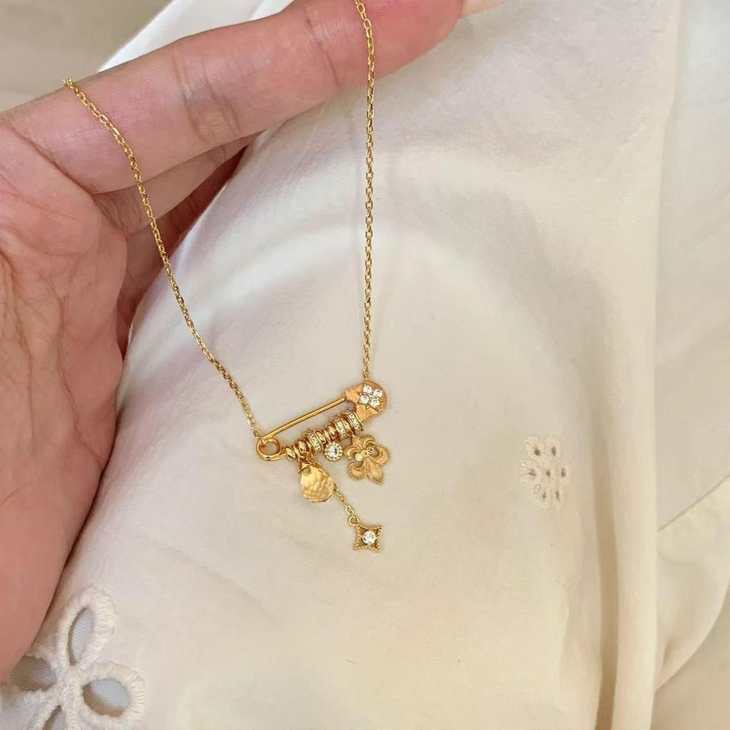 Vintage S925 Sterling Silver Starburst Iris Brooch Necklace - Women's Luxury Choker Clavicle Chain