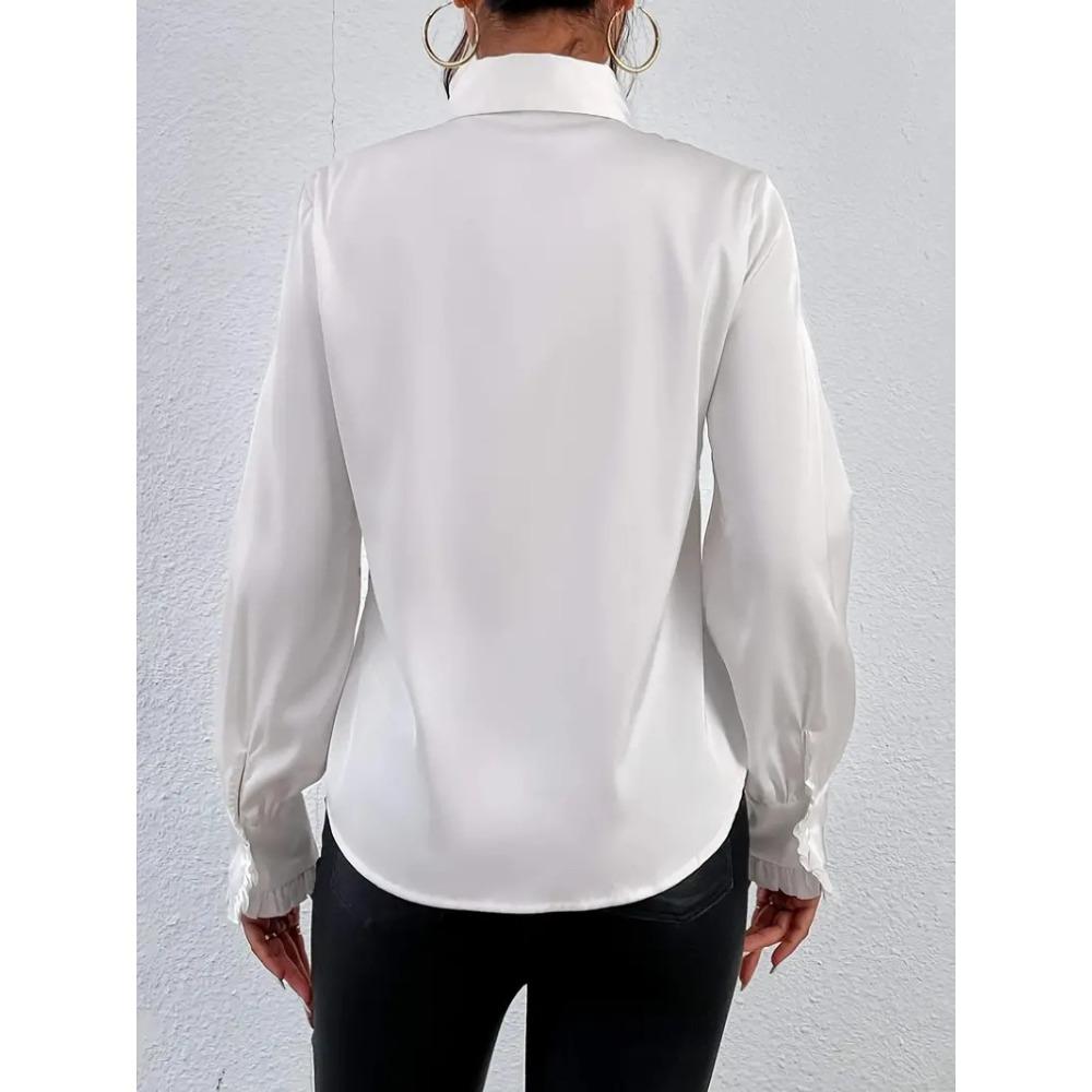 Blouse d'automne pour femme, style designer, à volants et superposée