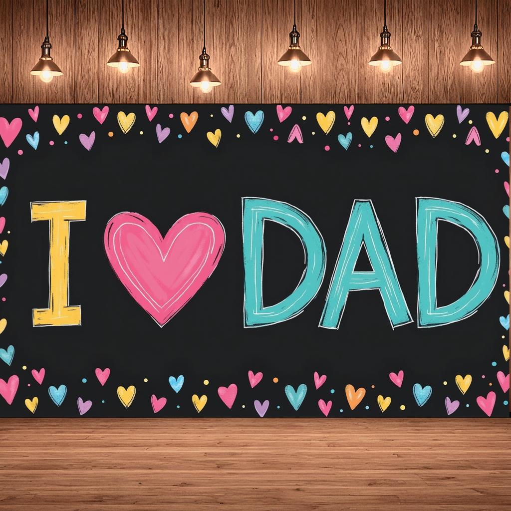 Colorful Hearts Father's Day Banner Decorative Pattern Father's Day Decoration Vibrant Colors Heart Design Heart Design Banner