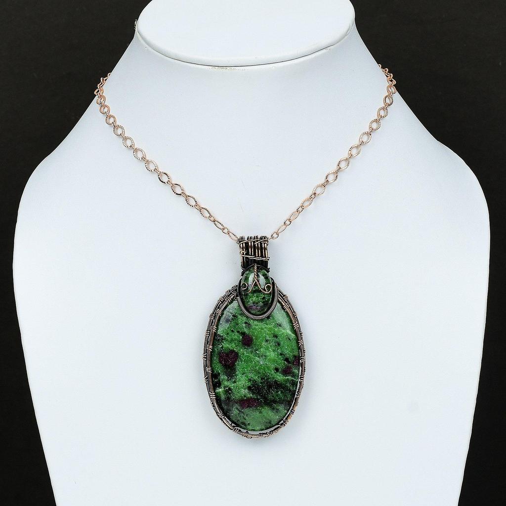 Ruby Zoisite Pendant Copper Wire Wrapped Pendant Handmade Pendant Ruby Zoisite Copper Jewelry Pendant For Women Top Quality Gemstone Jewelry