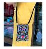 Crossbody Embroidered Womens Ethnic Canvas Handbag With Double Layer For Phone And Coins