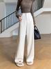 Ai Xuan Grey Acetate Wool Straight Leg Trousers - 2025 Autumn/Winter Women's High-End Narrow Leg Casual Pants