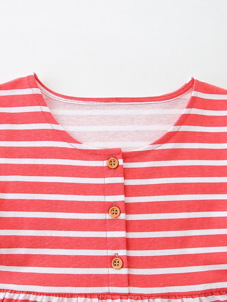 European Style Striped Princess Dresses: Cute Animal Embroidery Short Sleeve for Girls