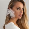 Orecchini perforati alla moda con piume multicolore, Adatti per accessori gioielli da festa di matrimonio fatti a mano retrò da donna
