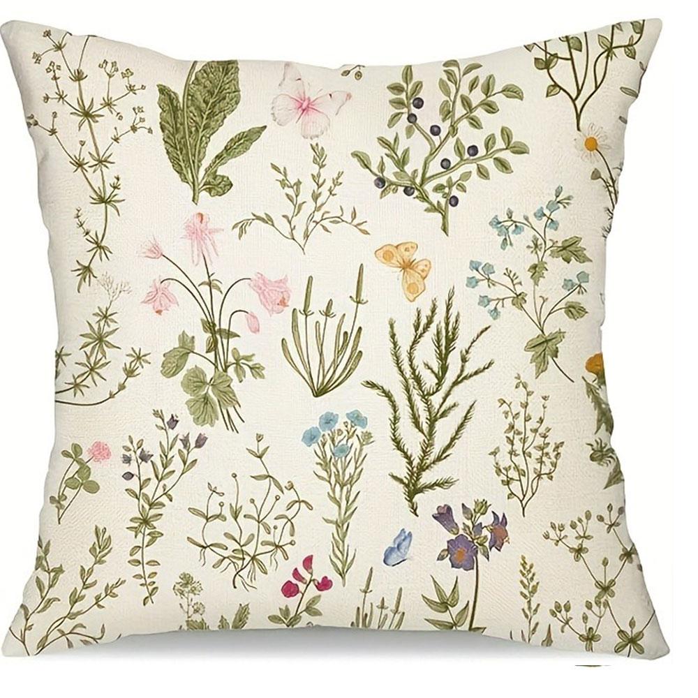 Greenery and Floral Warm Home PillowcaseBedroom Living Room Sofa Home Decor Polyester Cushion Cover with Zipper