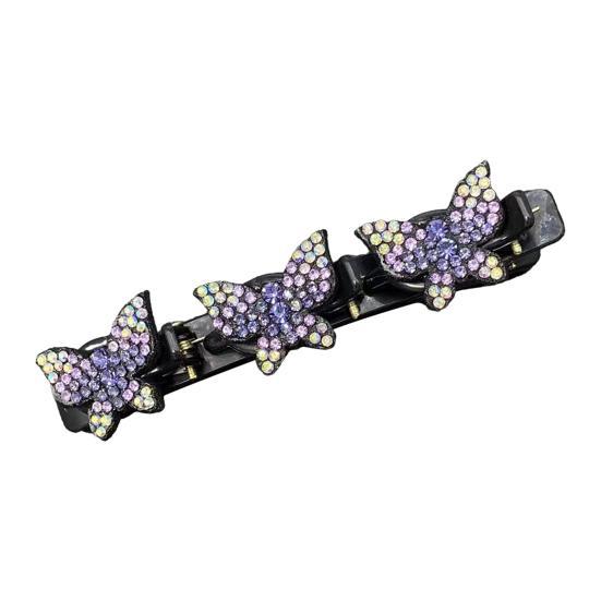 Women Hair Pin Sparkling Rhinestone Braided Hair Clip with Butterfly Decoration Vintage Style Hair Accessories