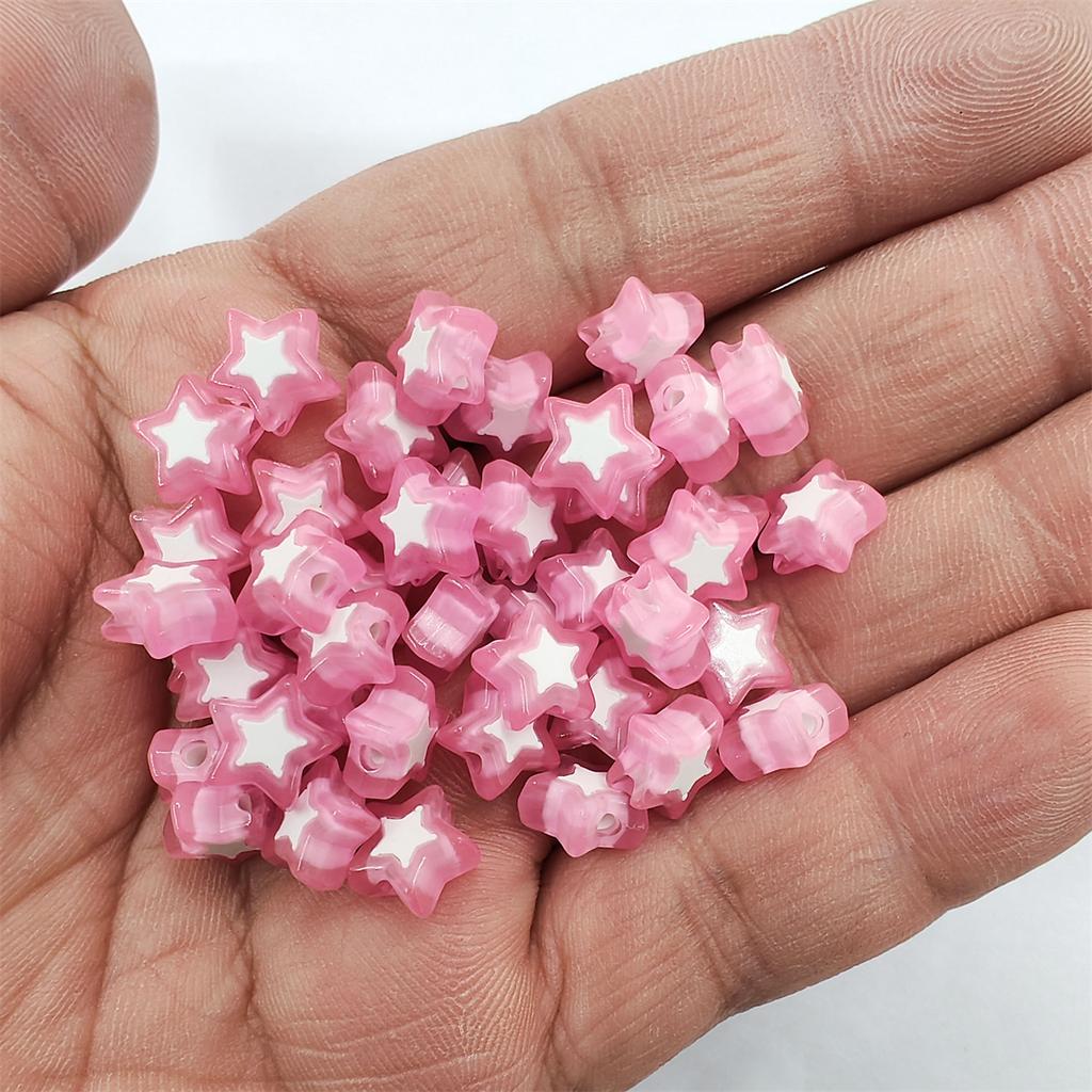 200 Stück Perlen für DIY handgefertigtes Material, Acrylperlen, 10 mm, Herz-Stern-Perlen, lose Perlen, Schmuckherstellung, Zubehör, Bonbonfarben, Kunsthandwerk