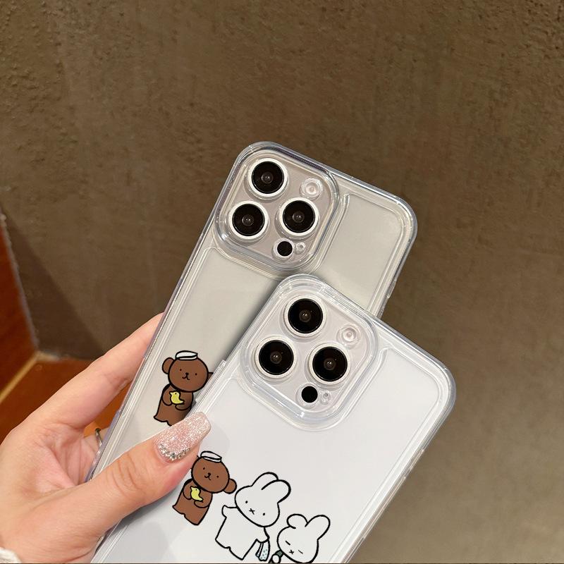 Playful Rabbit Bear Apple Phone Case - Full Coverage & Drop Protection for Models 13/12p, XR, 17/16, 15, 78Pxs