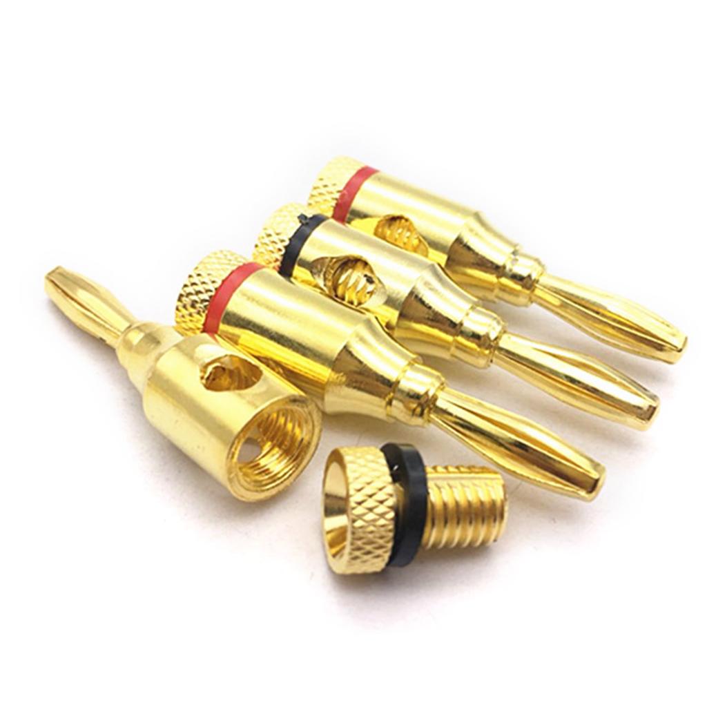 10 Pieces Speaker Banana Plugs Open Screw Type Home Theater Audio Jack Connector 24K Gold Plated Plugs Easy to Use