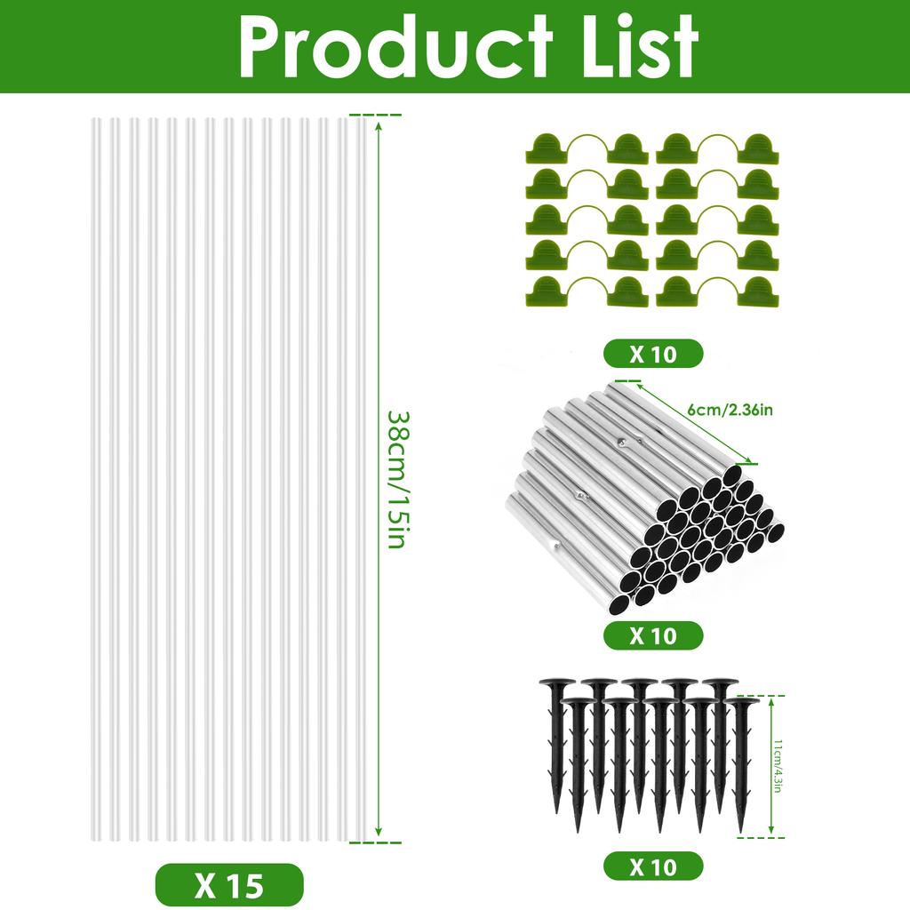 Greenhouse Plant Hoops Set Fibreglass Grow Set Seedling Arch Shed Bracket Vegetable Garden Grow Tunnel Support Hoop Netting Kits