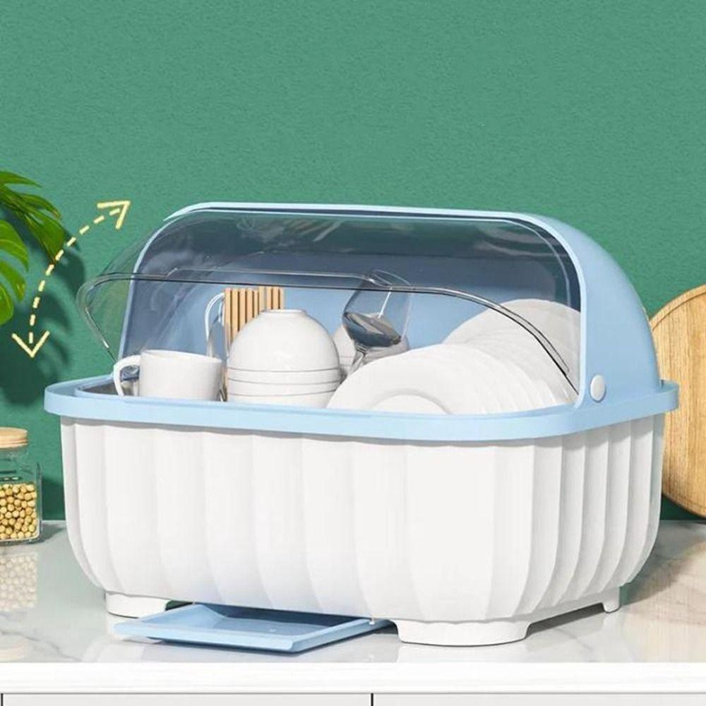 Dust Proof Draining Cupboard Cupboard Semi-flip Cover Storage Box Dish Rack Plate Holder Drain Rack