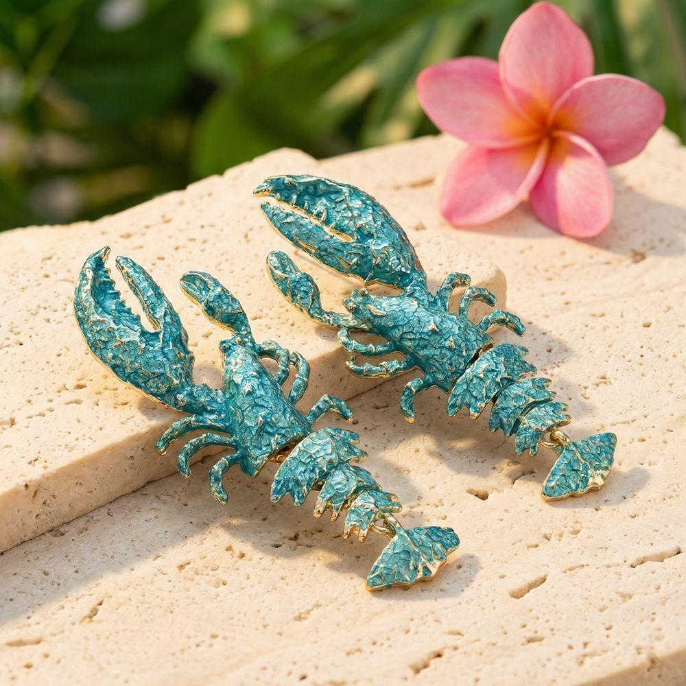 Large Size Lobster Earrings Metal Animal Drop Earrings Unique Crayfish Pendant Earrings Casual