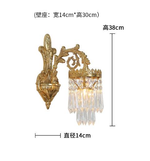 Luxury Copper Crystal Wall Lamp For Living Room Bedroom Loft Indoor Home Double Head Gold Vintage Retro Style Wall Sconce Lights