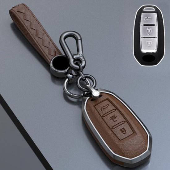 Zinc Alloy Leather Car Remote Key Fob Case Cover For Infiniti QX50 QX60 2018-21
