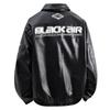 Amerikanischer Rennanzug Bedruckte Lederjacke Herren Street Handsome Stehkragen Motorrad Lederjacke Jacke