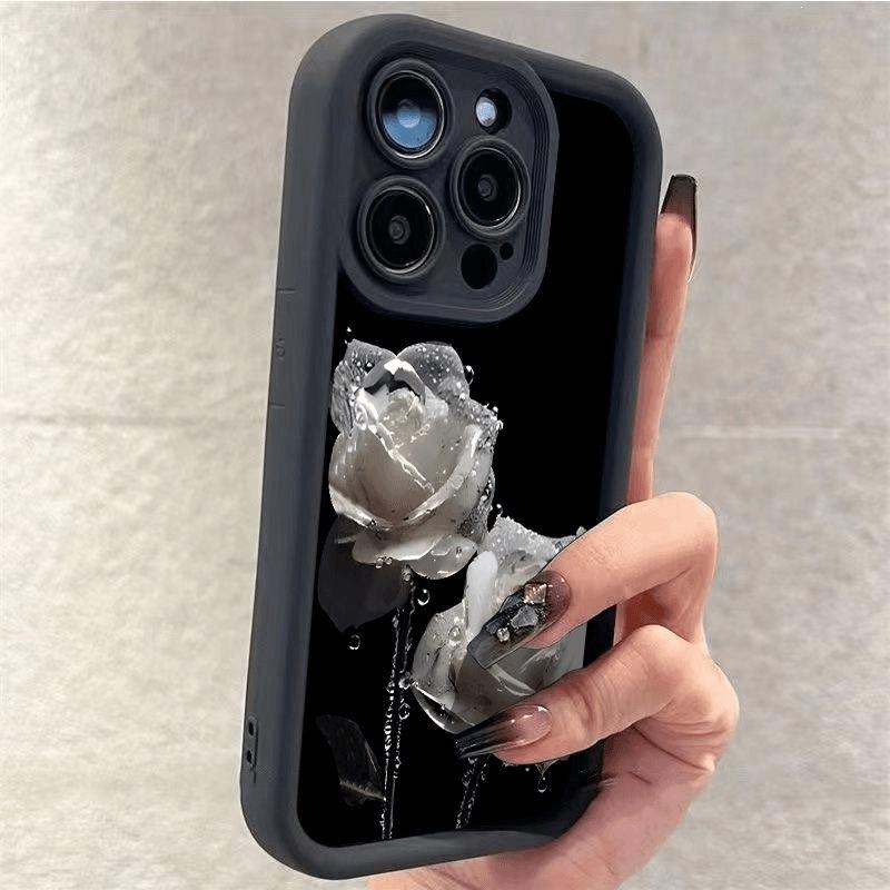 Water Drop Rose Is Suitable for Apple 16promax Mobile Phone Case iPhone15plus Anti-drop 114 Niche 12 Soft Xs.