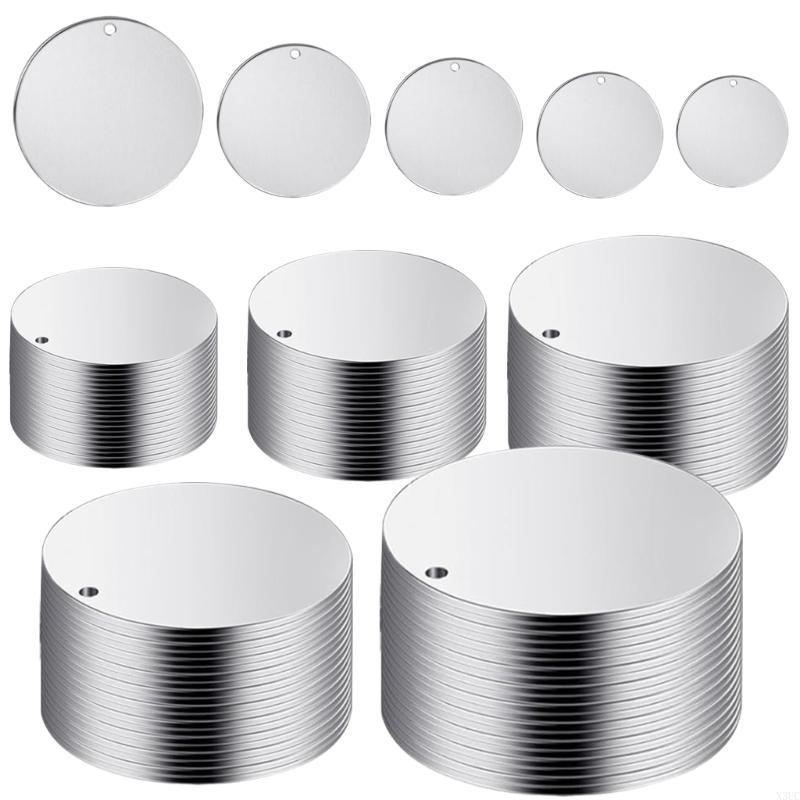 100 шт./комплект Нержавеющая сталь Пустые металлические заготовки с отверстием для гравировки 10/15/20/25/30 мм Круглые заготовки Заготовки для штамповки X3UC China Mainland