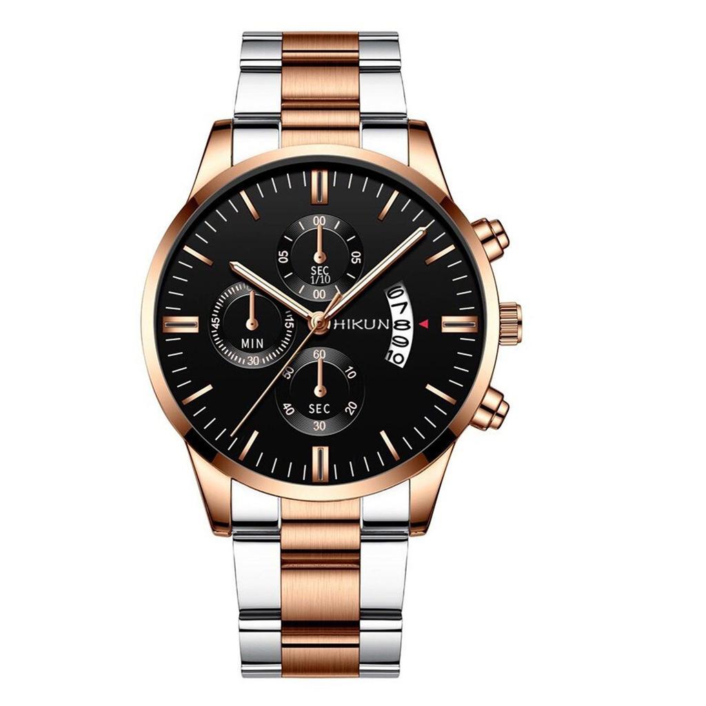 Zakelijk casual herenhorloge van roestvrij staal met mesh-riem en quartz horloge met eenvoudige wijzerplaat