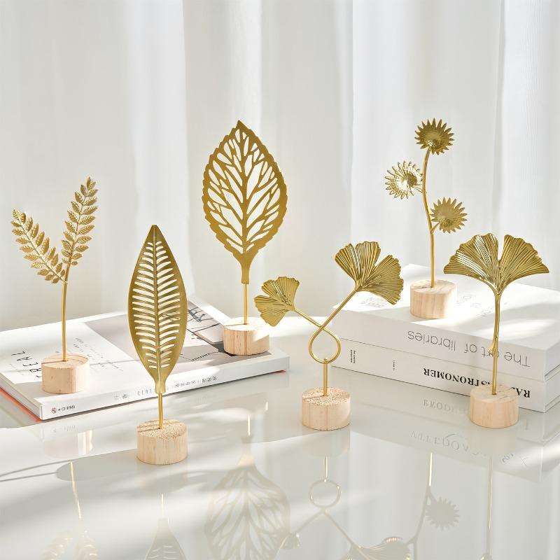 Rękodzieło metalowe, Kreatywne meble domowe, Wejście do salonu, Dekoracje do szafki na wino, Żelazne ozdoby w kształcie liścia ginkgo