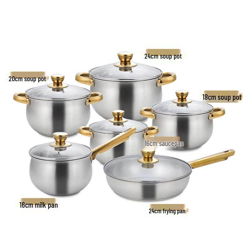 Набор посуды из нержавеющей стали: Утолщенные кастрюли и кухонная посуда для супа