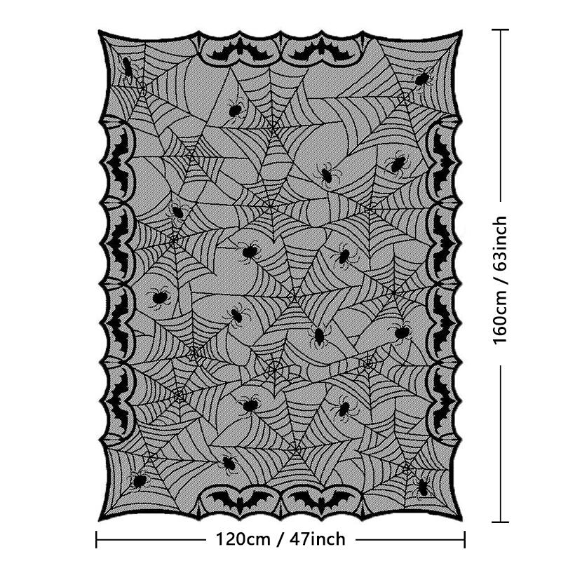 1 Pcs of Halloween Lace Tablecloth Spider Web Skull Pattern Rectangular Shape for Party Decoration Haunted House Pumpkin Design