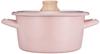 Fuji Enamel Double Handed Pot Casserole 18cm Ash Pink IH Compatible Enamel Cotton Series CTN-18W.AP