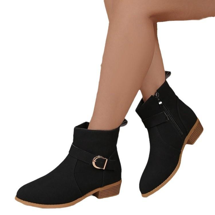 New Boots  Short Boots Coarse Heel Frosted Martin Boots Skinny Boots Comfortable Fashion Suede