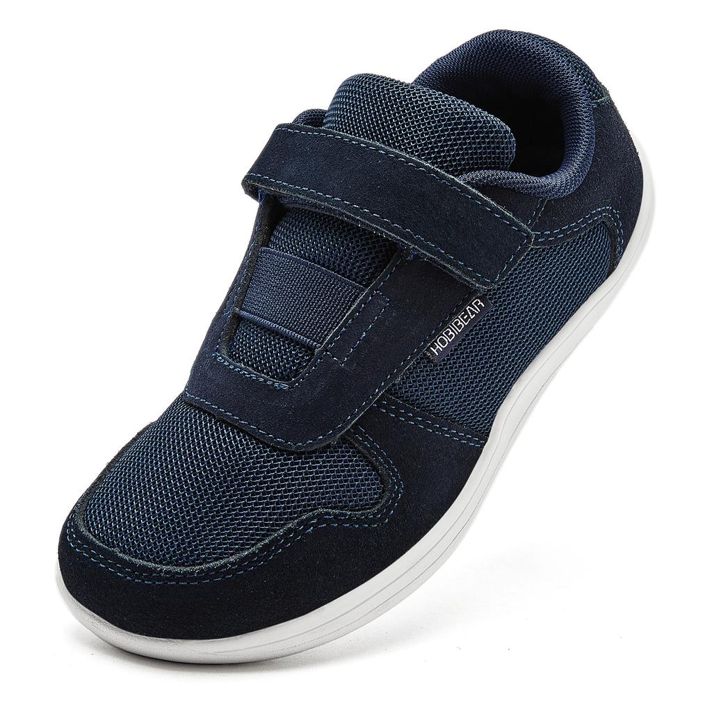 HOBIBEAR Wide Barefoot Shoes Boys Girls Artificial Leather Mesh Lightweight Breathable Sneakers Minimalist Zero Drop Shoes