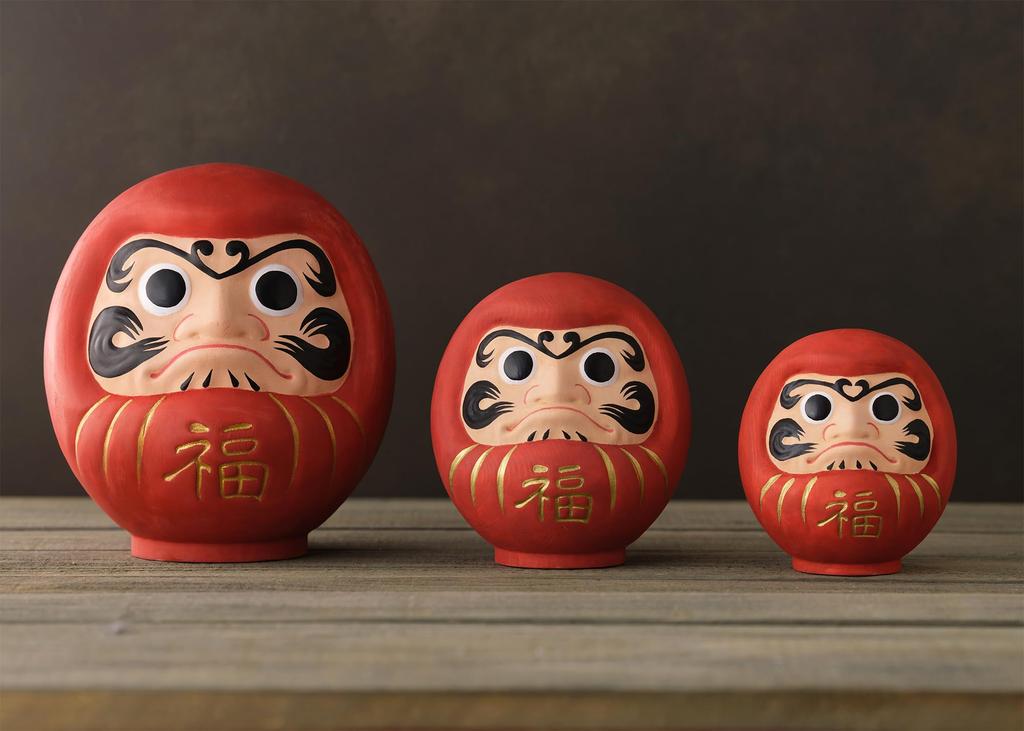 Wooden carved lucky Daruma doll Consecrated with prayers at Shorinzan Daruma Temple wooden Buddha figure Daruma (size 0.5, S) - - Daruma, carving,