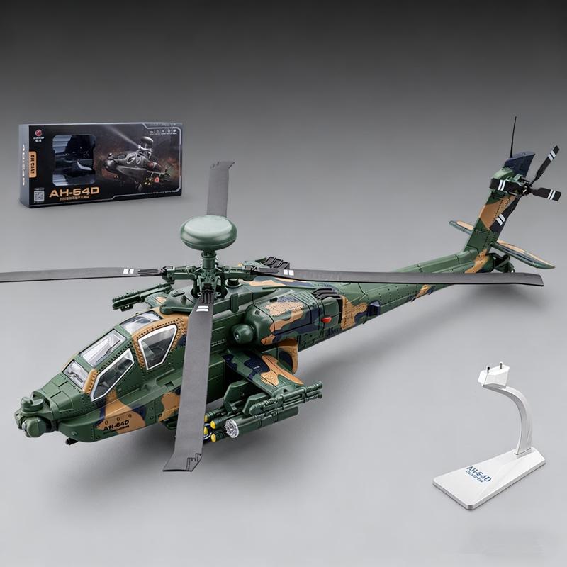 1/46 AH-64 Apache Alloy Utility Attack Advanced Helicopter Model Diecasts Metal Fighter Aircraft Model Sound Light Kids Toy Gift