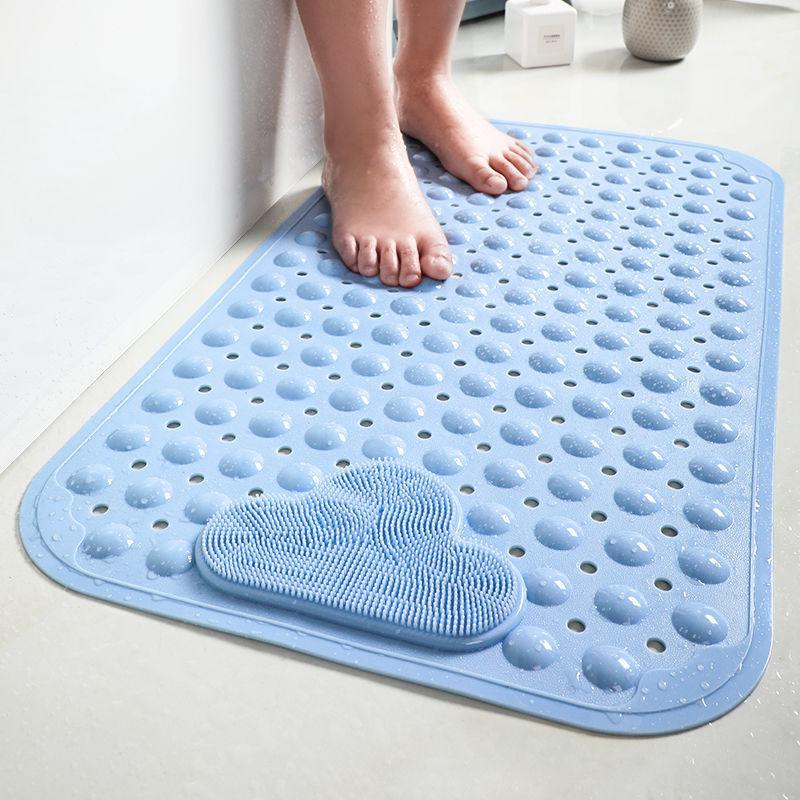 1pc PVC Non-slip Shower Mat with Suction Cups & Drain Holes, Massage Shower Rug Bathroom Mat Bathtub Mat Bath Rugs