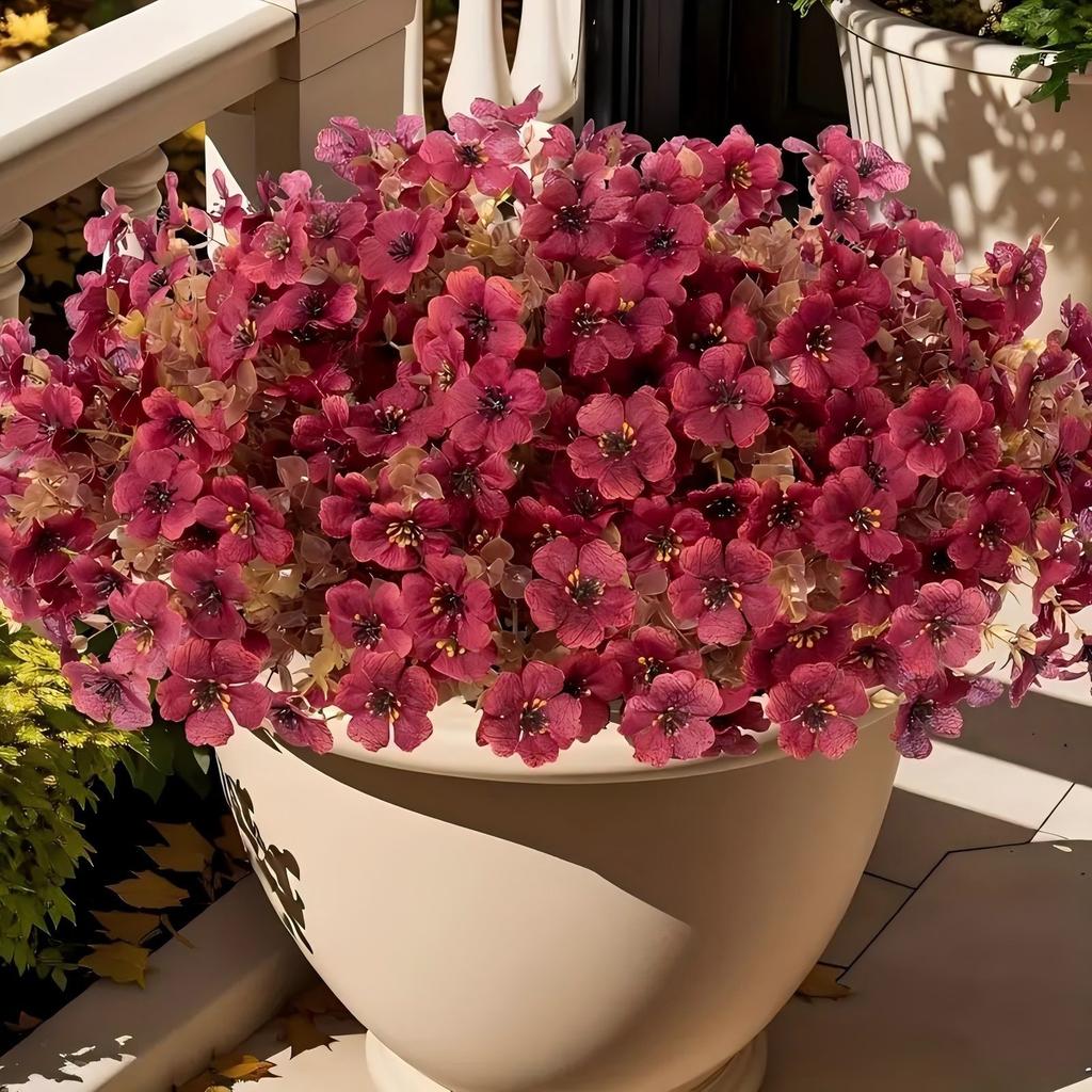 5 Bundles Plastic Fake Fall Artificial Flowers UV Resistant Fake Plastic Flowers Faux Plastic Flowers for Home Party Outdoor
