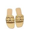 Fashion Women Wearing Flat Slippers 2025 Summer New Simple Large Size Metal Buckle Temperament Word Fairy Wind Sandals