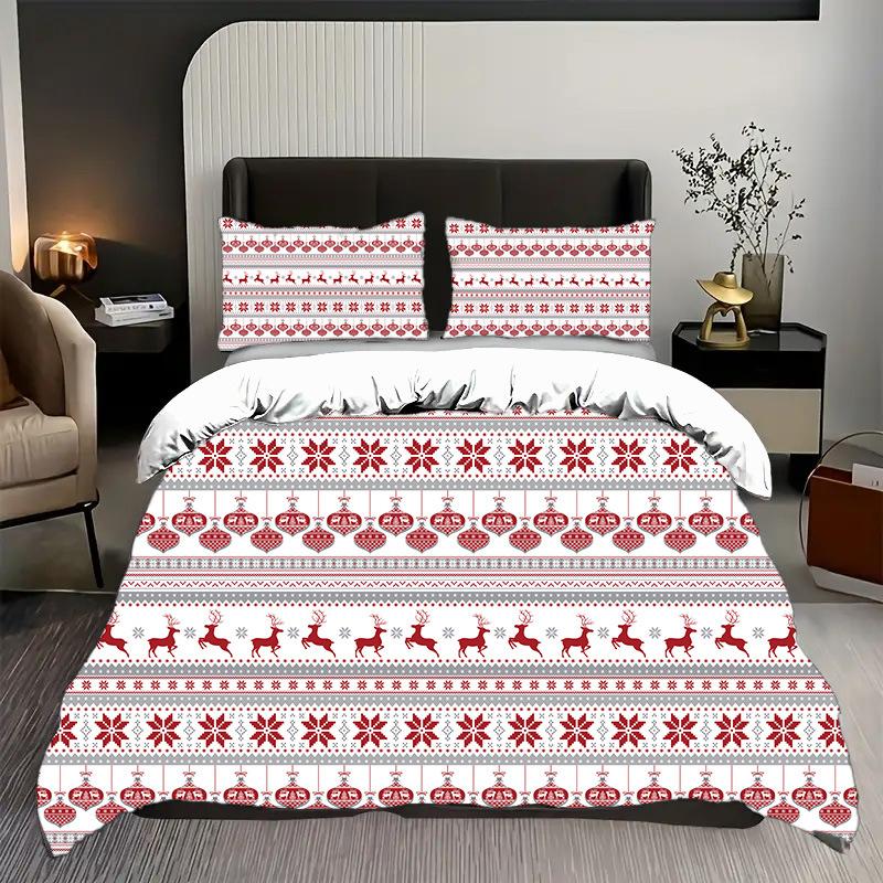 Three-Piece Quilt Cover Christmas Series 3D Digital Printing Bedding