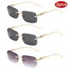 Protective Glasses 3pcs Fashion Rimless Metal Square Sunglasses Women Candy Color Design Sun Glasses Outdoor Shades Female UV400