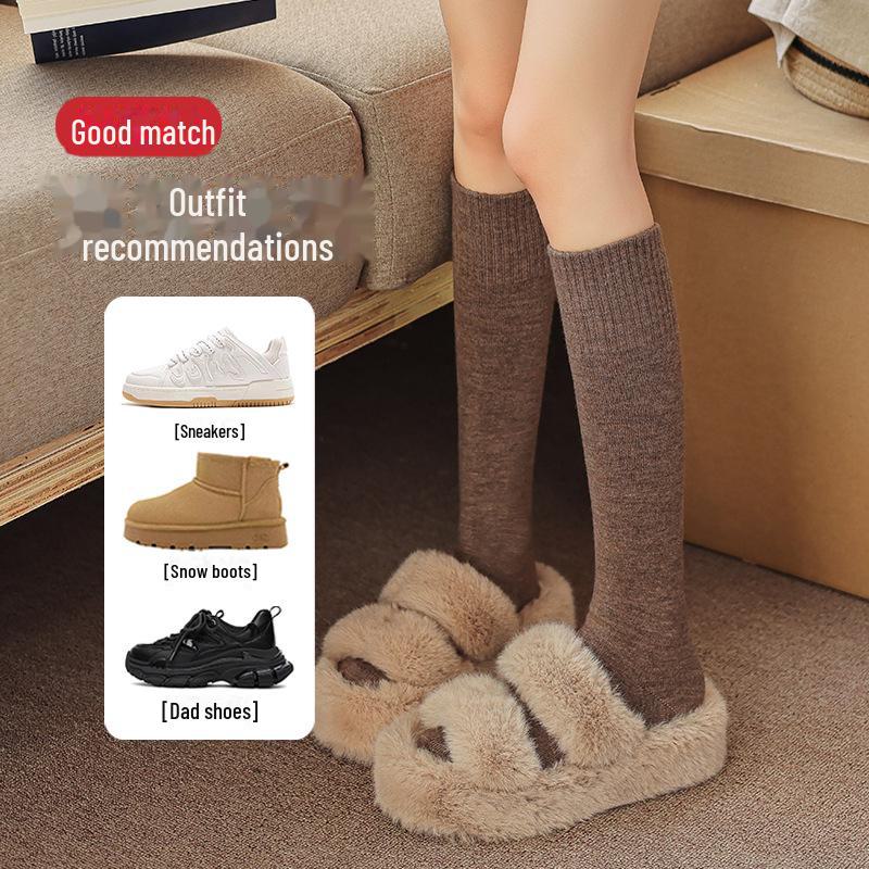 Women's Autumn & Winter Thick Wool Non-Slip, Boneless, Anti-Pilling High-Tube Calf Socks