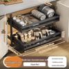 Punch-Free Under-Mount Kitchen Cabinet Pull-Out Dish & Bowl Storage Rack