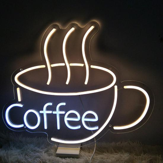 Creative Coffee Neon LED Lamp - Luminous Teacup Sign for Bar and Cafe Decor