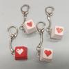 Heart Cute Keycap Keychain Fun Fidget Toy Keyboard Key Chain Ring Bag Charm Earbud Case Cover Accessories Stress Easing Friends