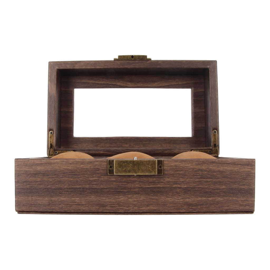 3 Slot Watch Display Case Wood Detachable Pillow Glass Cover Single Layer Watch Box for Jewelry