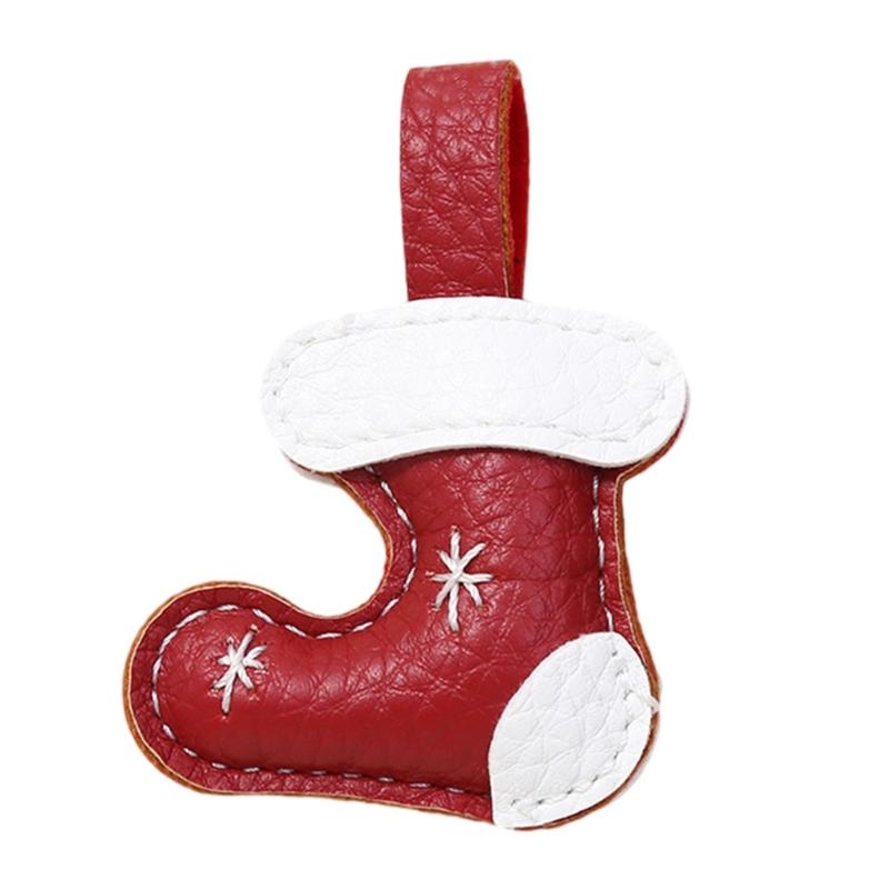 

Plush Padded PU Leather Gingerbreads Man Keychain Lovely Designs Soft Materials Sturdy Hook for Keys красный