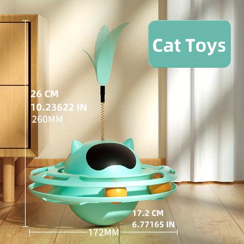 Interaktives Katzen-Tumbler-Drehspielzeug mit Federn und Unterhaltungsteller